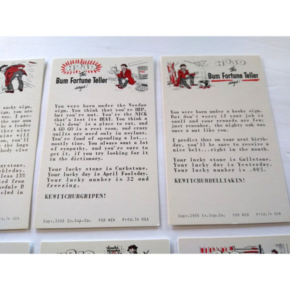 8 Horoscope Fortune Teller Penny Arcade Game Machine Cards Exhibit 1966 Vintage - Picture 3 of 5